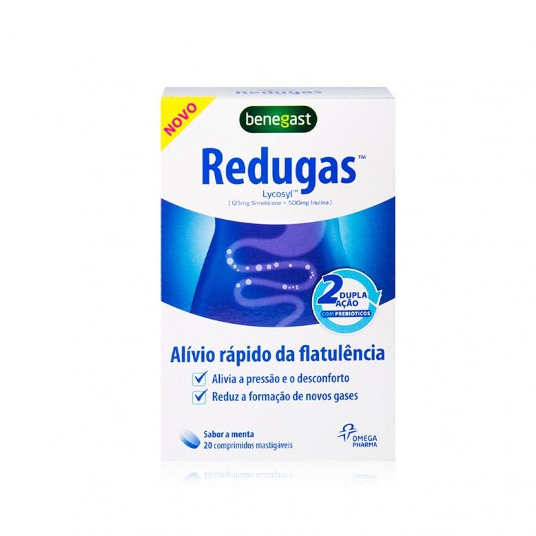 Benegast Redugas Flatulencia 20 comprimidos mastigáveis