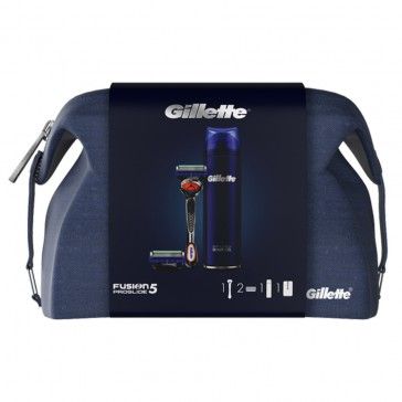 Gillette Fusion Proglide 5 + Recarga para lâmina x2 + Gel de Barbear 200ml + Bolsa