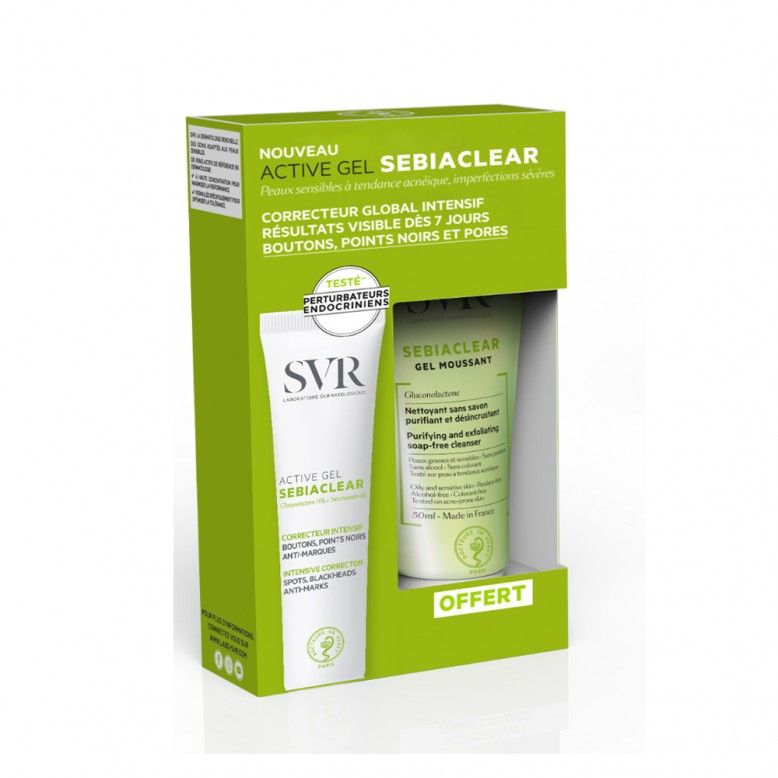 SVR Sebiaclear Pack Active Gel 40ml + Gel Moussant 55ml