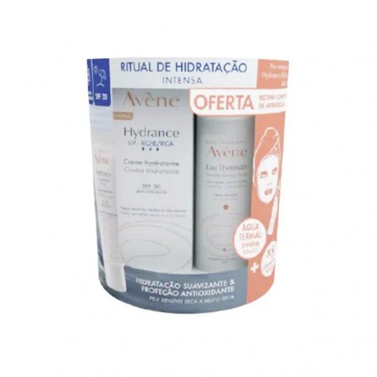 Avène Hydrance UV Rico Creme SPF30 40ml + Eau Thermale Água termal 50ml + Compressas x5