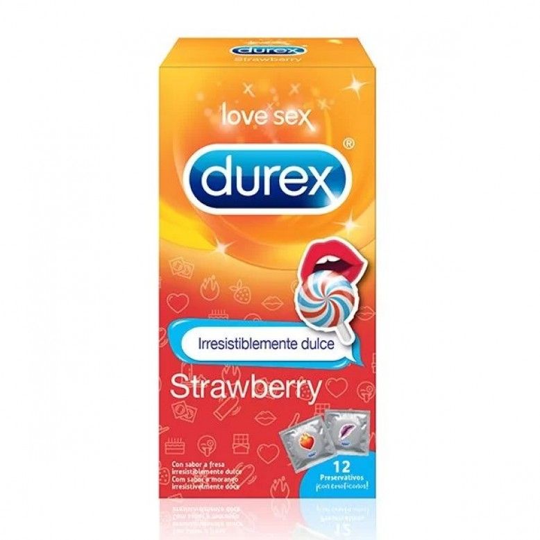 DUREX Love sex preservativos morango x12
