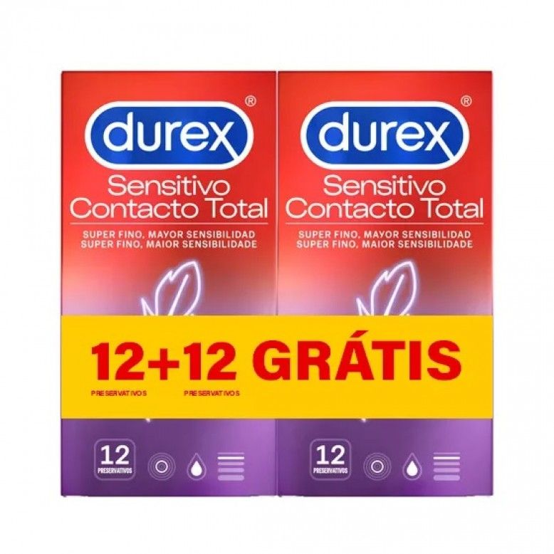 Durex Duo Sensitivo Contacto Total Preservativos 2 X 12 Unidades Com OFERTA Da 2ª Embalagem