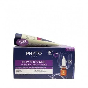 Phyto Phytocyane Mujer Pack Cada Progresiva Ampollas 12 Unidades + Champ 100ml