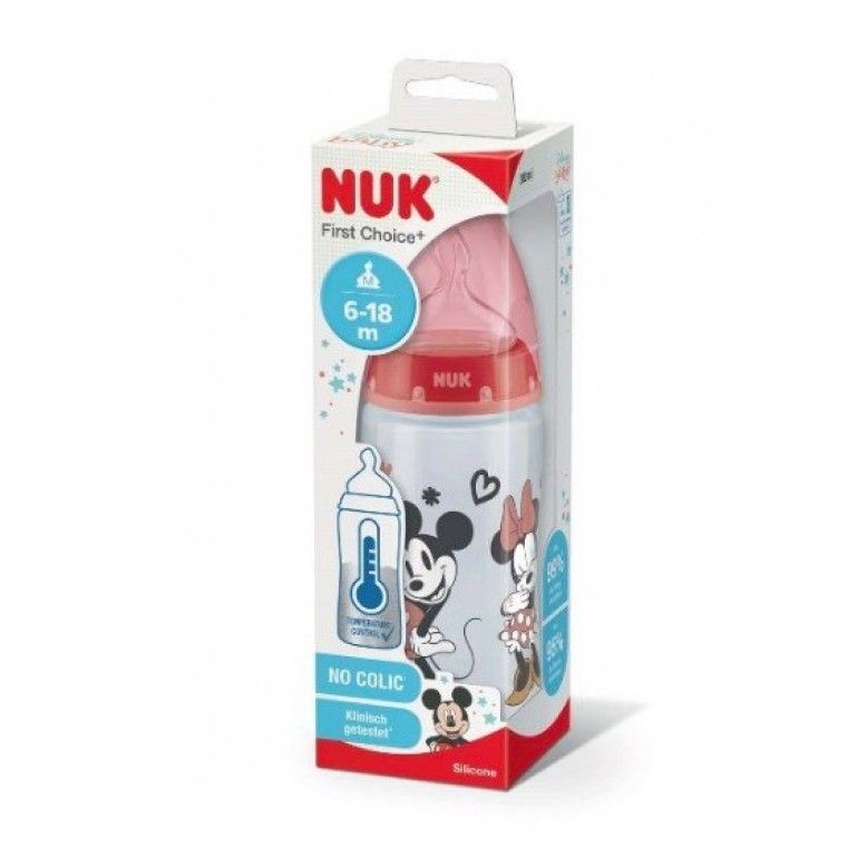 Nuk First Choice+ Minnie Bibern Indicador Temperatura 300ml Tetina Silicona 6-18M