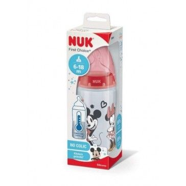 Indicateur de temprature du biberon Nuk First Choice+ Minnie 300 ml Ttine en silicone 6-18 mois